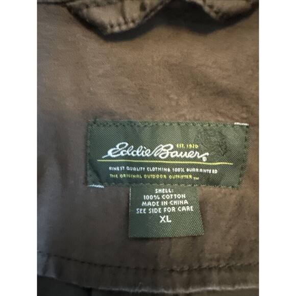 Eddie Bauer BROWN Casual Cargo Button Full ZipFront Drawstring Back Jacket Sz XL - Picture 5 of 7